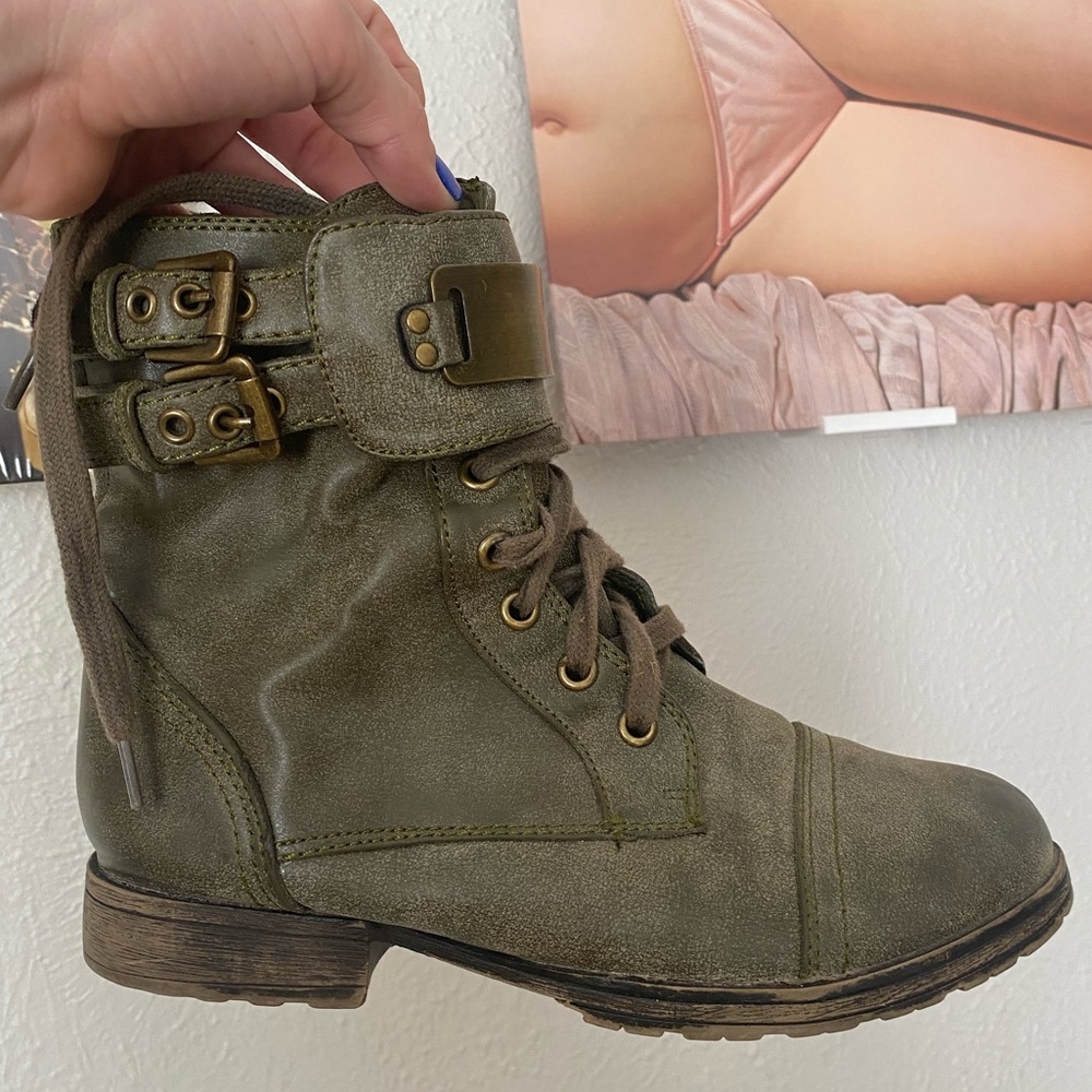 Green Suede Ankle Boots